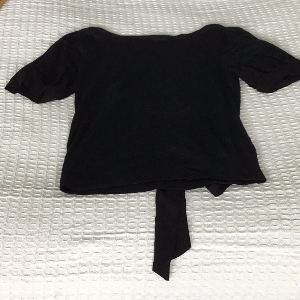 Theory Resort Open Back top, fine knit cotton with silk tie detailing. S